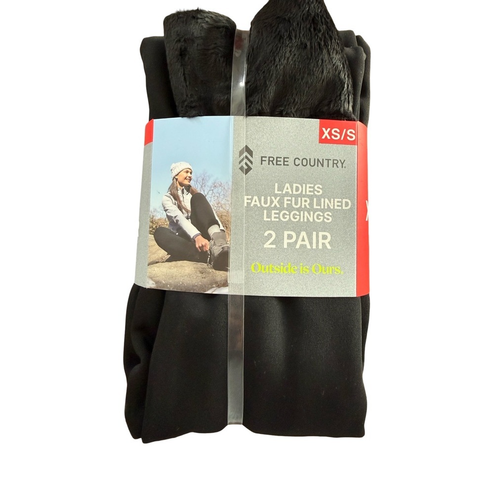 Free Country Women's 2 Pack Black Faux Fur Lined Leggings NWT Size XS/S